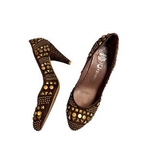 Jeffrey Campbell Ibiza Lasti Brown Suede Studded Heels Size 8